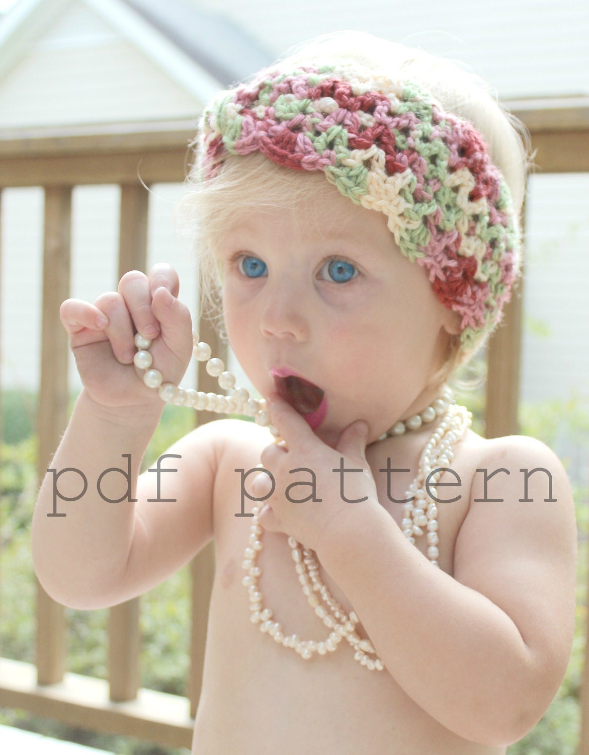 Scallops and Lace Crochet Turban Headband PDF pattern