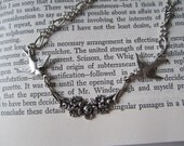 Silver Sparrow Necklace Antique Silver Floral Bouquet Necklace Two Birds Shabby Chic Love Bird Necklace Modern Vintage Style Jewelry