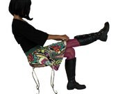 Bright Psychedelic Paisley Print A-line Skirt, Jersey Knit Travel Skirt, Perception Skirt