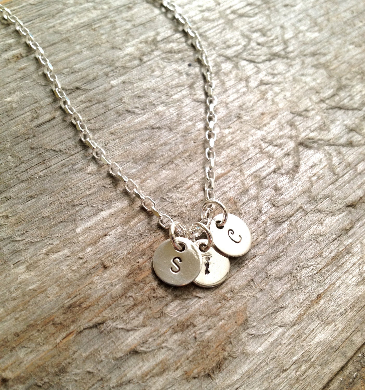 Mom Charm Necklace- Anniversary Gift- Personalized Initial Necklace- Gift for Grandma-Hand Stamped Sterling Silver