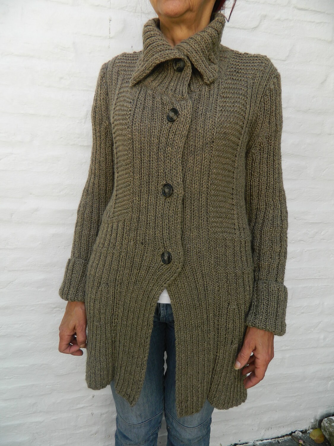 Items similar to Hand Knit Sweater Coat Women on Etsy