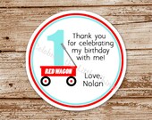 SET of 12 Red WAGON Favor Tags or Stickers Il_170x135