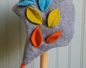 Fall Leaves Eco Cashmere Earflap Hat// 6-18 month size