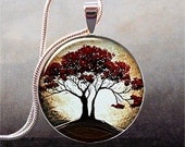 Moonlight and Oak Tree pendant, resin pendant  tree necklace charm, tree jewelry, nature lover