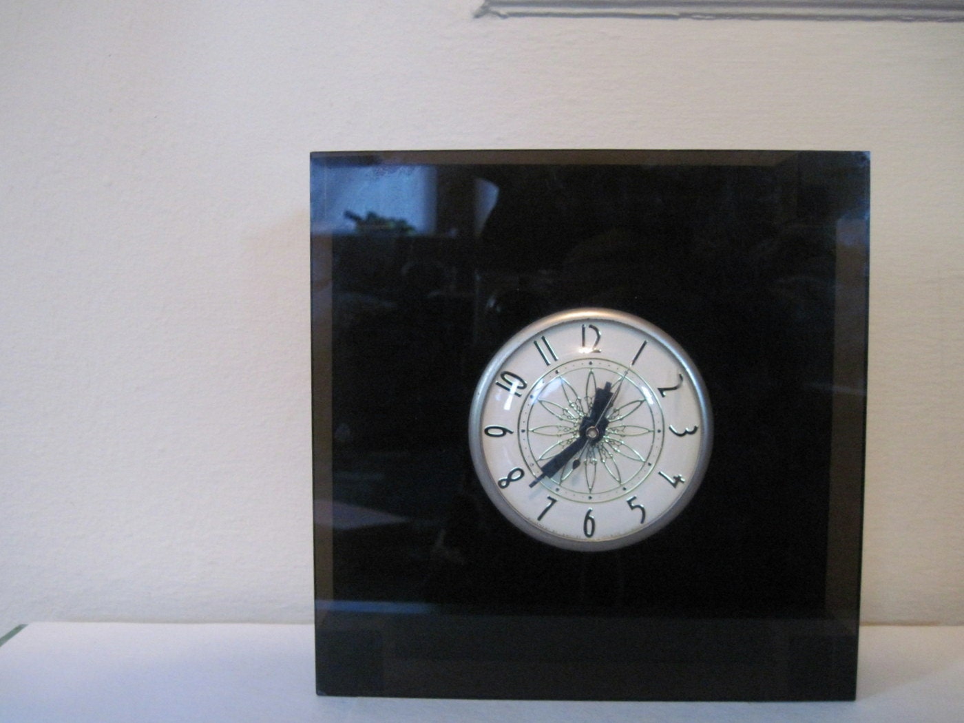 1960s Mid Century MODern Lucite GEOMETRIC Square Clock