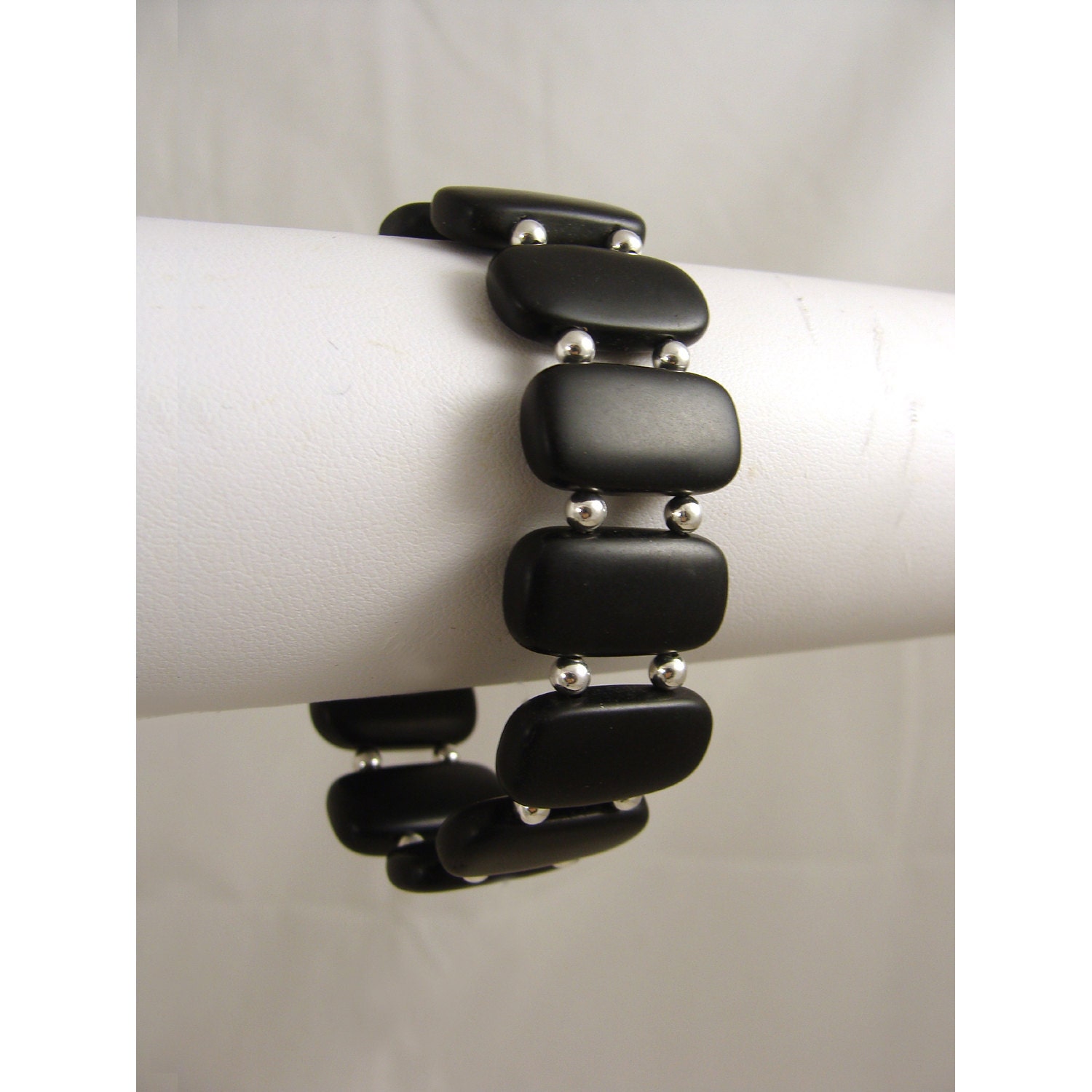 Matte black onyx stone cuff bracelet