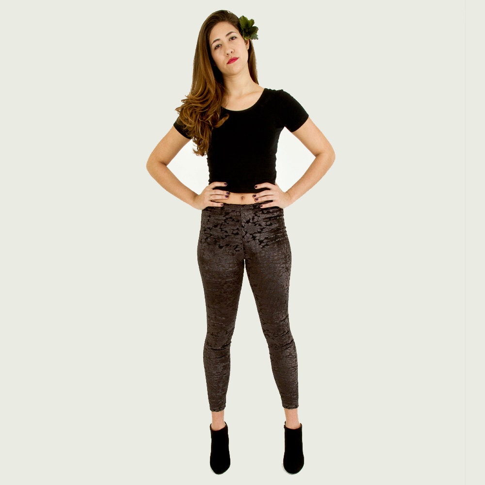 Velvet Floral Burnout Leggings Tights