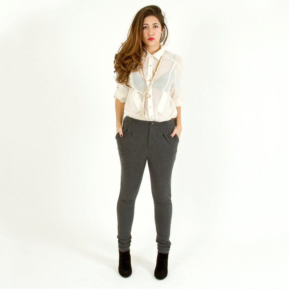 Grey Trouser Style Skinny Sweats Sweatpants