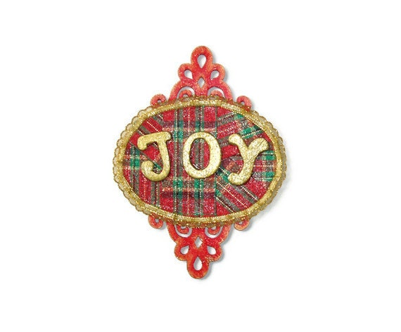 Plaid Joy Sign holiday decoration christmas mini sign gold letters on red and green plaid
