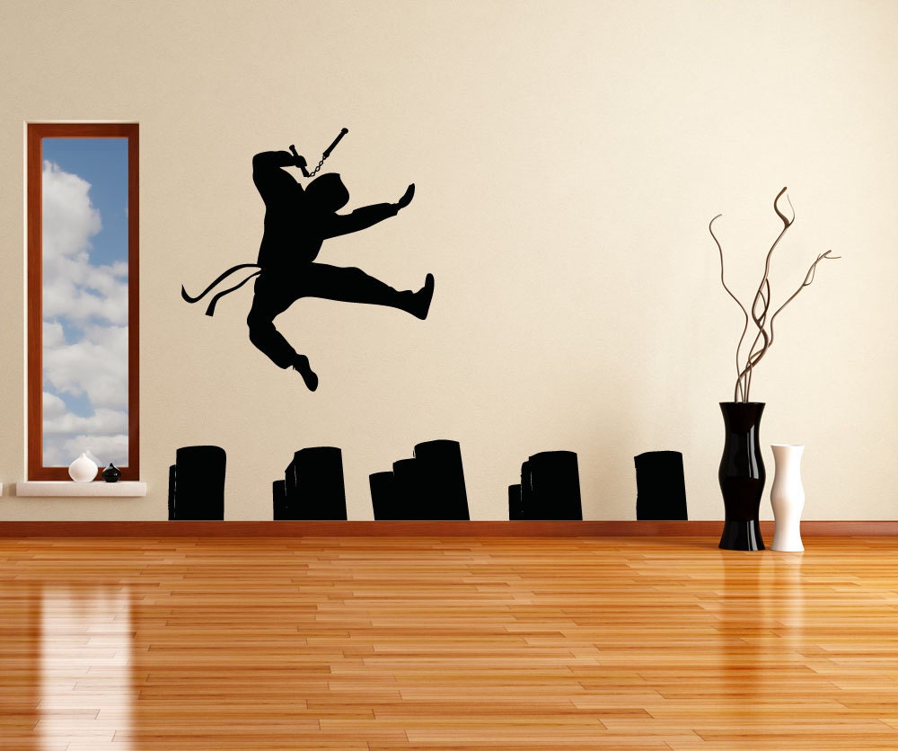Vinyl Wall Decal Sticker Nunchuck Kick OSAA727s