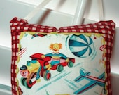 Retro Christmas Hanging Doorknob Pillow, Christmas Toy Nostalgia, Red White Plaid, Handmade Holiday Decor, Needlecraft Holiday, SOCOFG