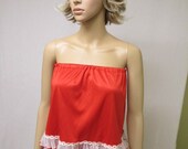 GOWN Red LADIES SMALL Dress Lacey White Daisies Flowers, Christmas, Holiday Party, Sleeveless Halter Top