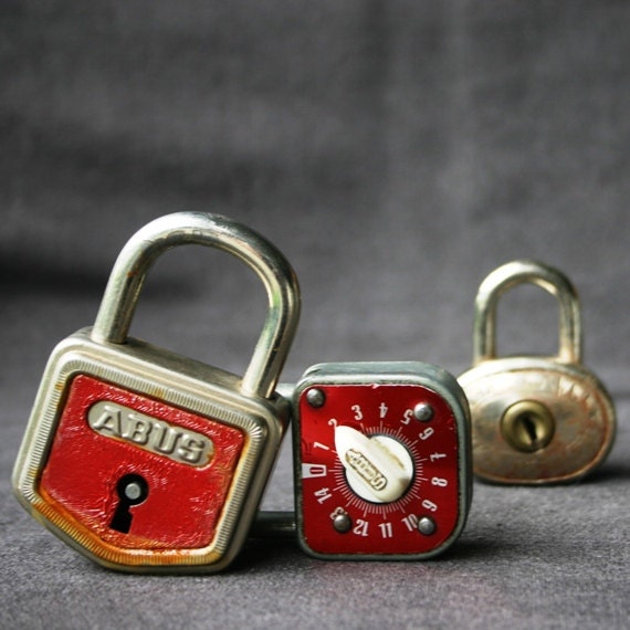 Antique padlocks. Instant collection of three.