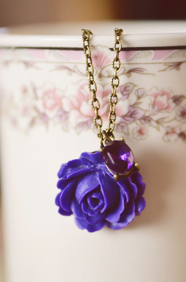 Violette Antique Bronze Rosebud Charm Necklace