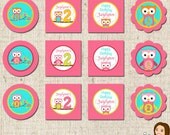 PRINTABLE Personalized Girl Stitch Owl Party Circles (Character of your choice) Il_170x135