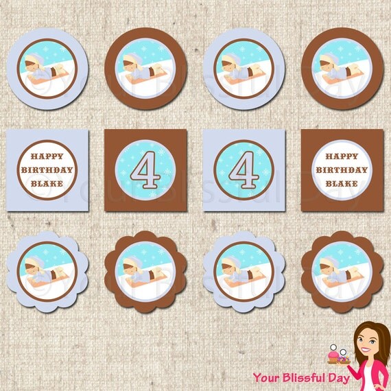 PRINTABLE Personalized Boy Sledding Party Circles Il_570xn