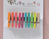Mini clothes pins - NEON GLITTER