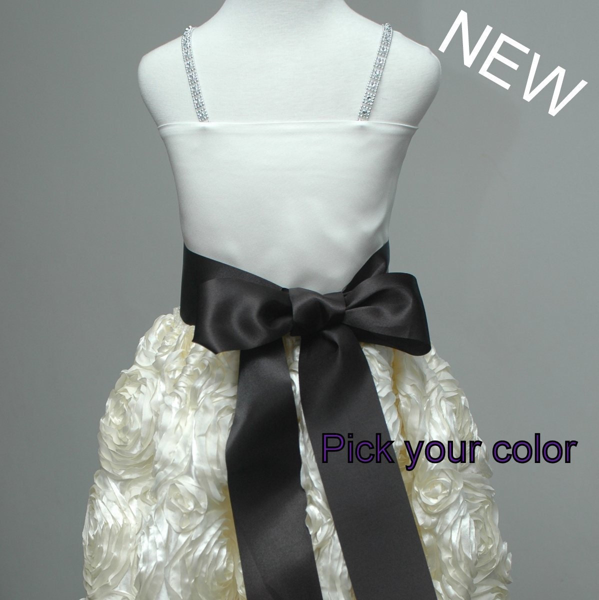 Rosette flower girl dress. Pick your color of the dress or sash. Sizes 6 - 10. First communion dress or a special occasion dress.