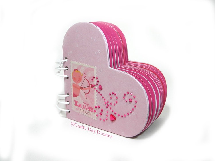 Cupid's Pink Heart Shaped Journal with Multicolored Pages