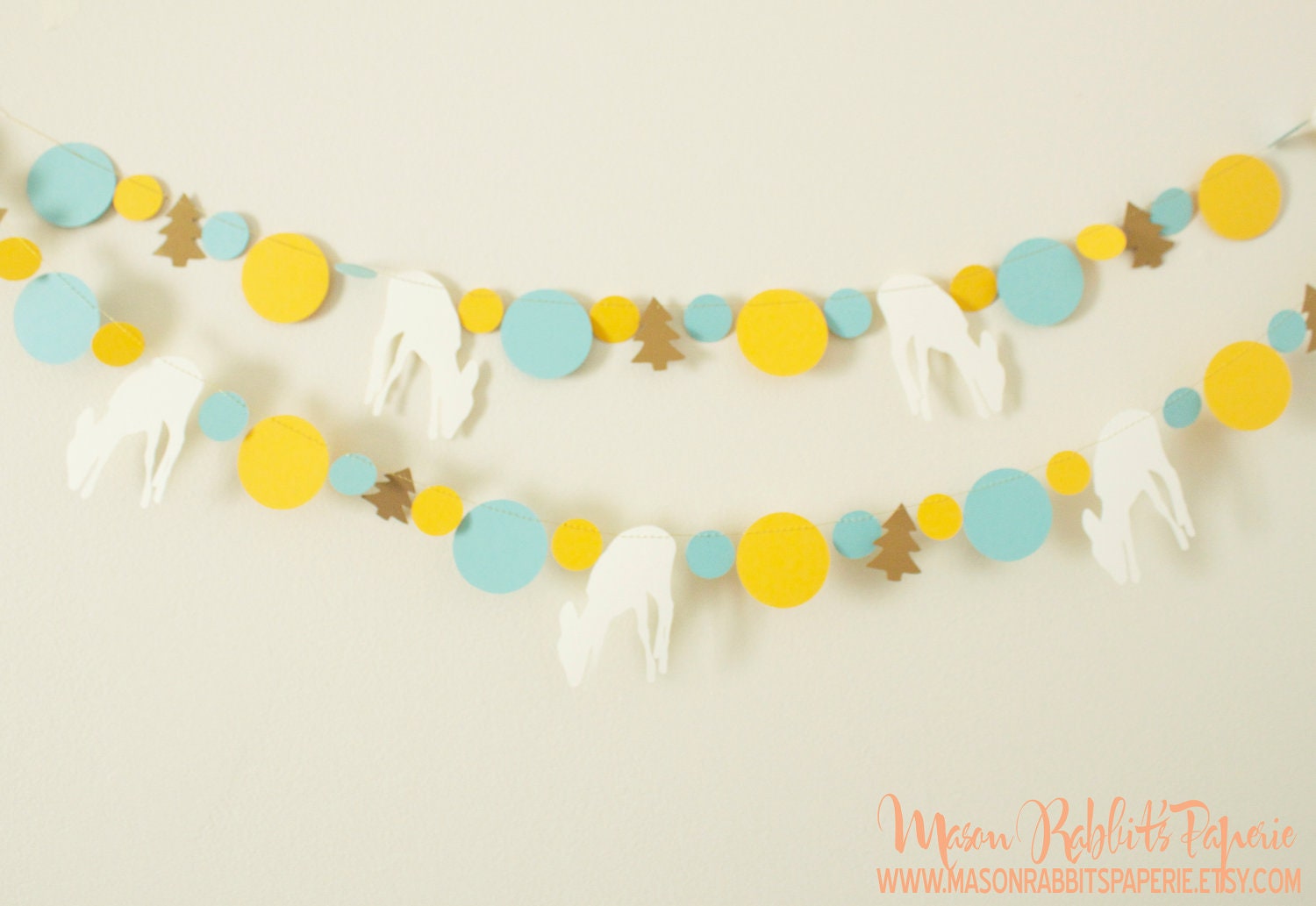 50% OFF Whimsical Dots & Deer Garland / Paper Garland / Birthday Garland, Wedding Garland - 10 Feet Ready to Ship