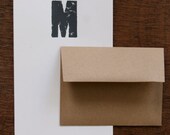 Letterpress Monogram Stationery set of 10 pieces: Letter M