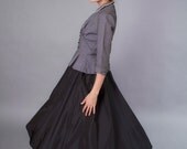 1950s skirt . 50s black taffeta circle skirt . mid century vintage fashion