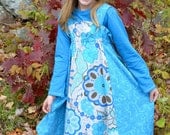 European Style Girls Blue Flower Dress Size 10