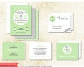 Modern Wedding Invitation Set. Complete Package. Save the Dates. Invites. RSVP. Thank You Cards. Green Mint Grass