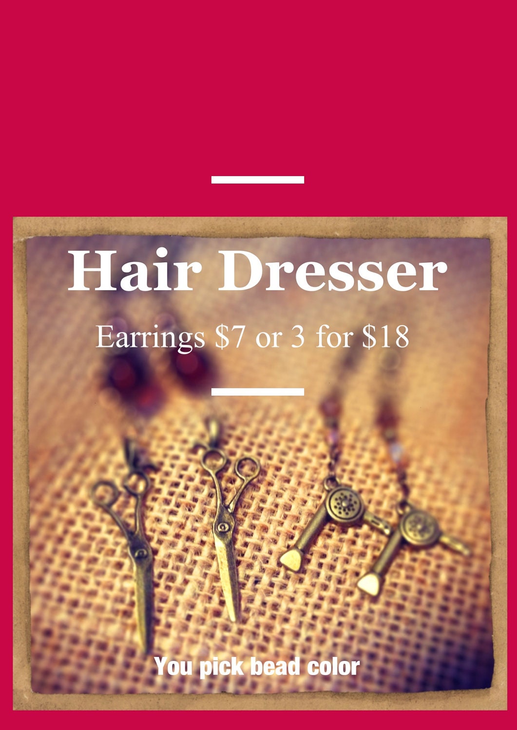 Scissor Hairdresser Earrings Hairdryer or Scissors