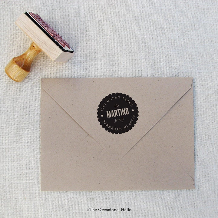 Scallop Edge Circle Return Address Stamp - 'Spritz'