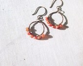 Minaret Earrings in Carnelian.  Hammered Brass Teardrop earrings.