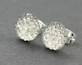 Silver Crystal Earrings : Crystal Stud Earrings, Simple, Minimal, Bright, Fun, Galaxy, Sparkle, Diamond
