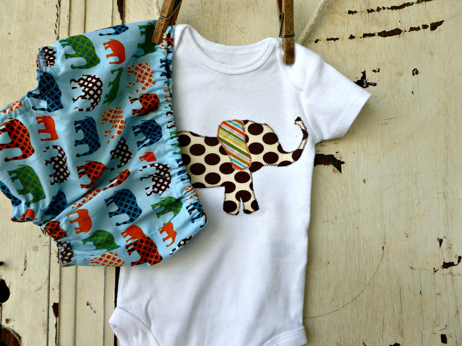 Boys Diaper Cover - Nappy Covers - Elephants in Blue