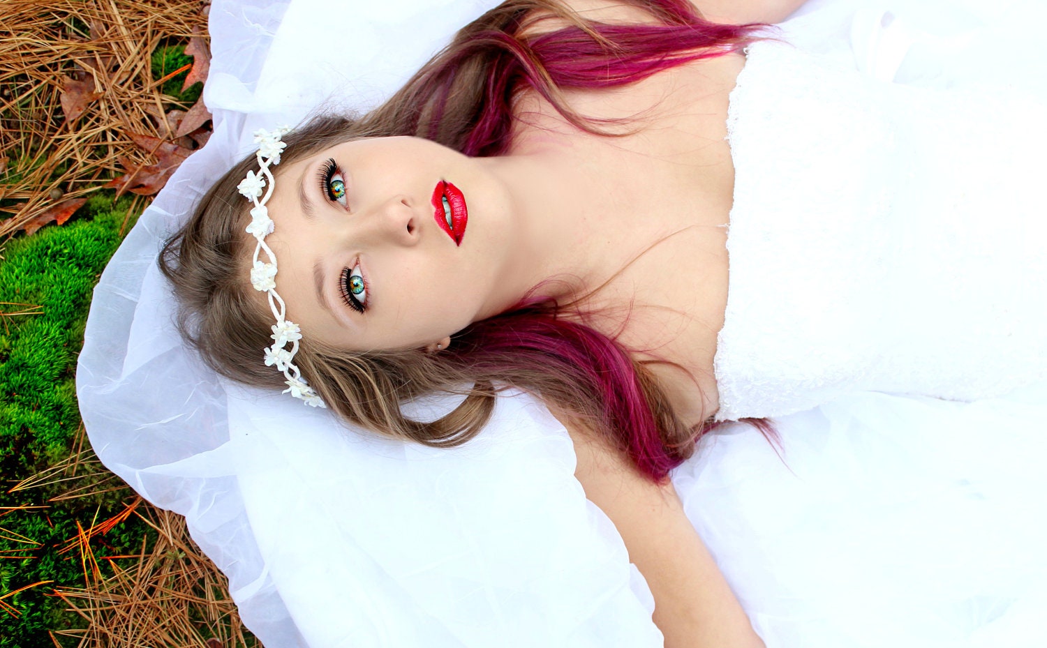 Flower Crown, Wedding Headpiece, White, whimsical fairy wedding, bridal accessories, wedding hair  - Dimity -