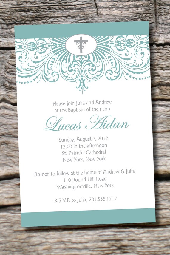 ORNATE BAPTISM Custom Baptism Invitation / Christening Invitation