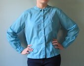 aqua blue monogrammed "M" blouse vintage medium