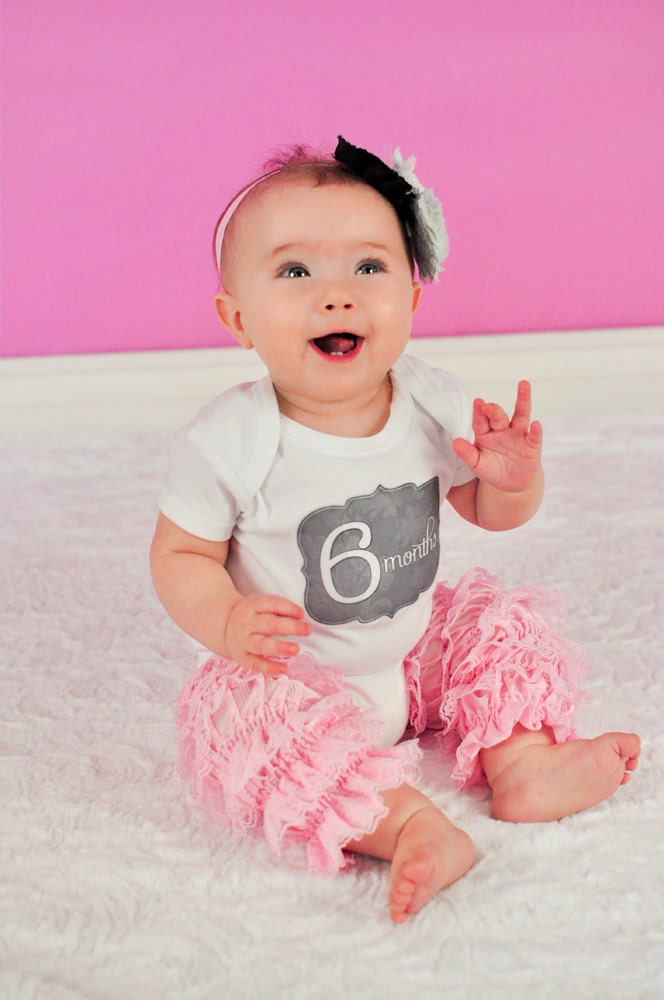 Monthly Onesie Baby Stickers - Marley - Trendy Pink, Gray, and Black - Great Baby Shower Gift and Baby Photo Prop Baby Month Stickers