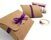 Mini Pillow Boxes - 25 DIY Kraft favor boxes, 2" x 1.5" x .5", jewelry packaging, small gift box, ribbon tie closure, eco friendly recycled