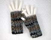Fingerless Gloves - Fingerless Mittens - brown, black, gray - handmade  Winter Fashion Accessories Sandy Coastal Designs