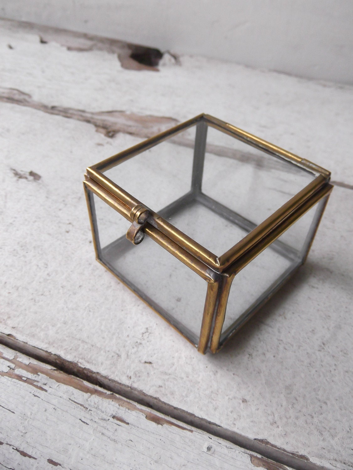 Small Vintage Glass Display Box by WhatsNewOnTheMantel on Etsy