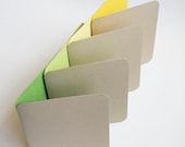 Eco Color Block Cards - Recycled Blank Greeting Cards in Greens and Yellows - Stationery Set -  Set of 8 cards
