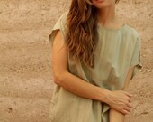 SILK slouchy 90s OVERSIZE moss olive green blouse top