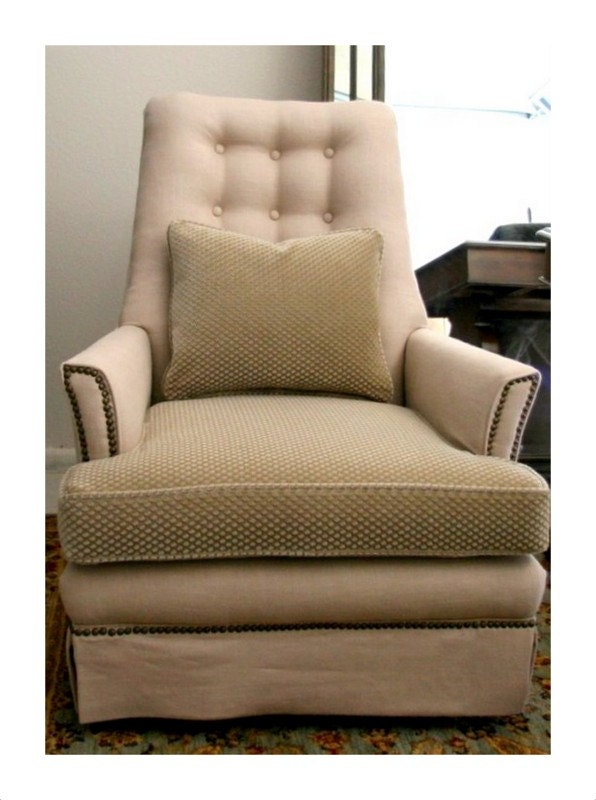 High back arm chairs Modern glam with nail heads