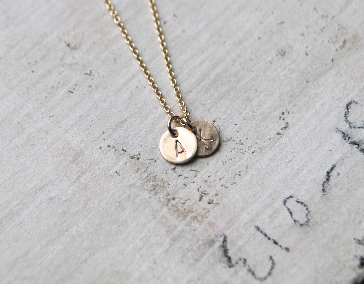 The Gold Duet - Tiny Monogram Letter Charm Necklace - Personalized- Delicate Gold Charm Necklace - Two Letter Charms
