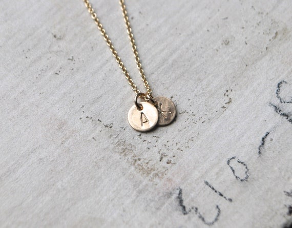 The Gold Duet - Tiny Monogram Letter Charm Necklace - Personalized- Delicate Gold Charm Necklace - Two Letter Charms