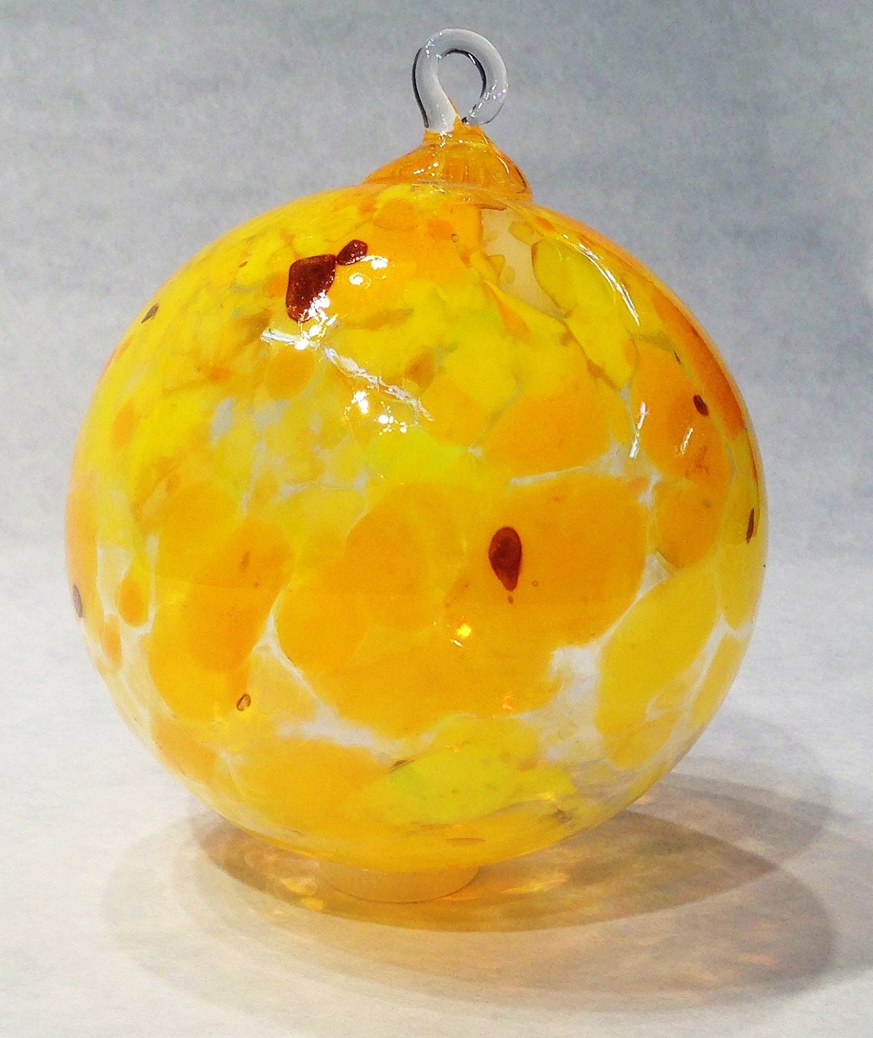 Ornament Suncatcher Hand Blown Art Glass in Yellow Solar Flare - 1 ea by Totally Blown Glass