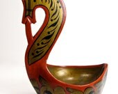 Vintage Khokhloma  Dragon Head Ship Bowl