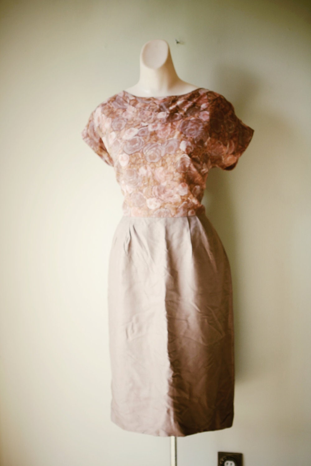 SALE-1950's Silk Dusty Rose Dress-WAS 55