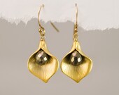 Pyrite Earrings - Calla lilly Earrings - Gemstone Earrings - Gold Earrings - Fools gold - Mother's Day Gift