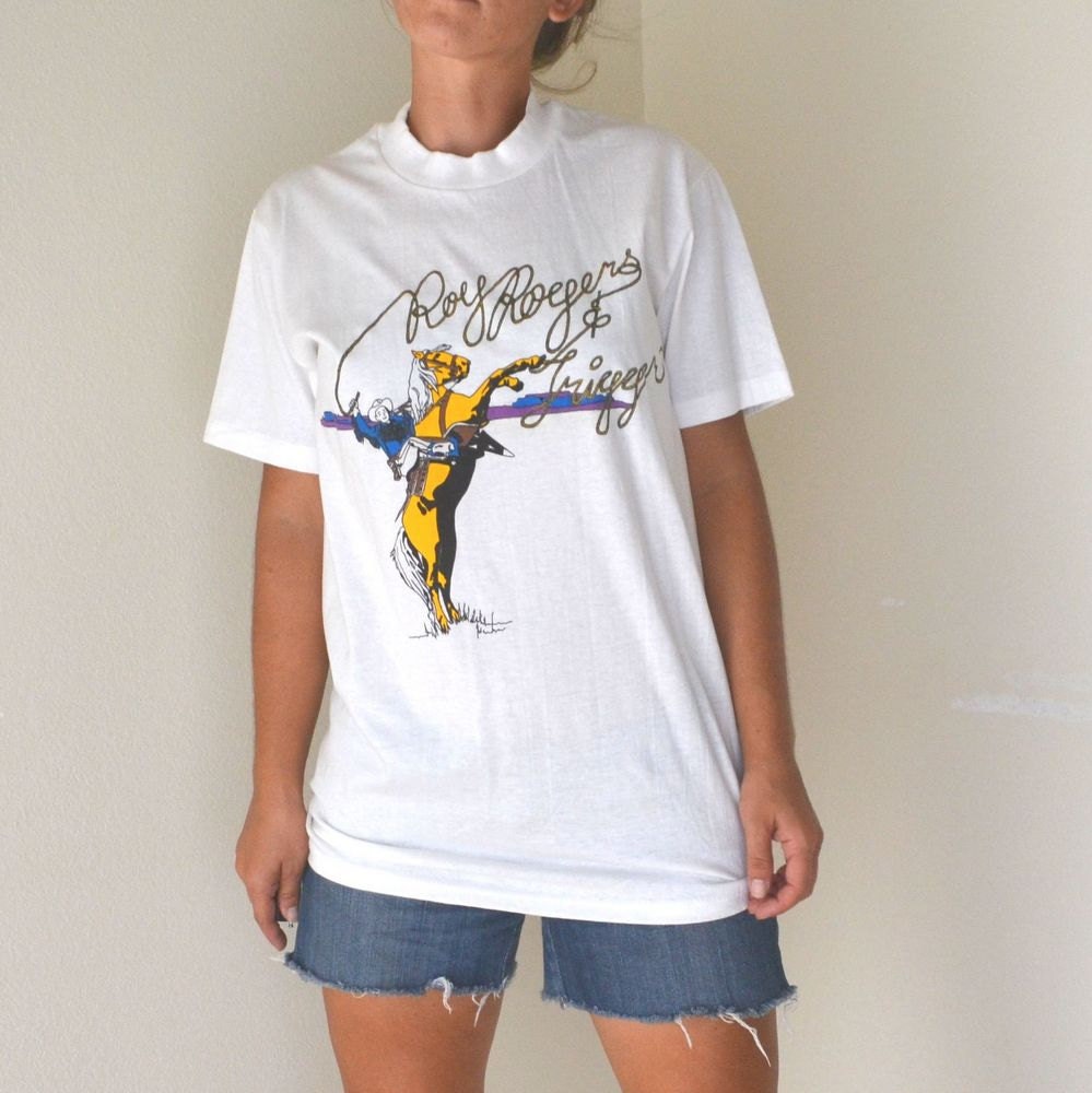 1980s Roy Rogers and Trigger White TShirt Medium